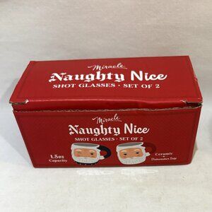 Miracle Naughty and Nice 1.5 oz Ceramic Shot Glasses NIB